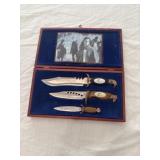 3 knife set in wooden case used condition 3 knife set in wooden case used condition