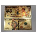 2 foil gold Bank notes Spider-Man and Pokemon 2 foil gold Bank notes Spider-Man and Pokemon