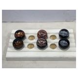 Harley-Davidson branded marbles w/wooden display Harley-Davidson branded marbles w/wooden display