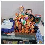 Tigger and pooh stuffed animals, 2 flags, and Tigger and pooh stuffed animals, 2 flags, and