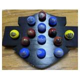 Harley-Davidson branded marbles w/wooden display Harley-Davidson branded marbles w/wooden display
