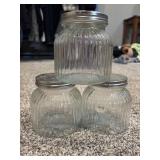 3 pair of glass jars with metal lids 3 pair of glass jars with metal lids