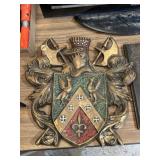 Carved wooden coat of arms 18-in Carved wooden coat of arms 18-in