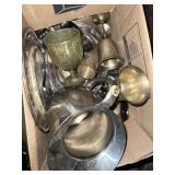 Mix of silver plate drinkware and servingware Mix of silver plate drinkware and servingware