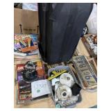 Suitcase, license plates, tennis rackets, and Suitcase, license plates, tennis rackets, and