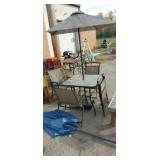 Patio table set with 4 chairs umbrella and stand Patio table set with 4 chairs umbrella and stand