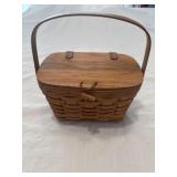 Longaberger basket with wooden lid Longaberger basket with wooden lid