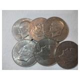 6 Eisenhower dollar coins 70s 6 Eisenhower dollar coins 70s
