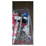 Plumber tape , nail hole filler , clamps rings Plumber tape , nail hole filler , clamps rings