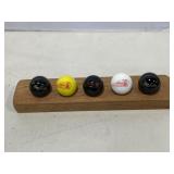 Indian Motorcycle branded marbles w/wooden display Indian Motorcycle branded marbles w/wooden display