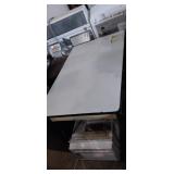 White metal enamel top table with drawer White metal enamel top table with drawer