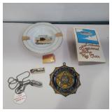 Ashtray, small bullet knife, bullet necklace, Ashtray, small bullet knife, bullet necklace,