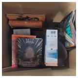 Assorted books and light Assorted books and light