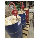 3 Barrels 2 with pumps all have a bit of stuff in 3 Barrels 2 with pumps all have a bit of stuff in