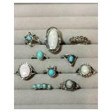 10 silver tone rings