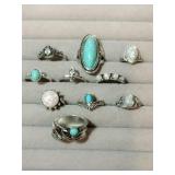 10 silver tone rings