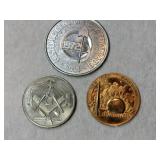 1939 New York gold Fair token silvertone masonic