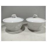 White ceramic lidded dishes