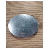 German silver engraved western belt buckle.