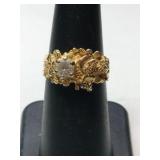 14k electric plate nugget ring clearstone size 6.