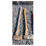 2 wood chopping axes