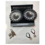 Sterling silver earrings 2 pair and chain .825oz