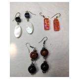 3 sets of beaded earrings