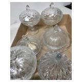 Glass candy dishes and butter dishe
