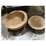 2 unfinished wooden maple & ash bowls 9 and 13