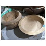 2 unfinished wooden bowls 10 to 12 inches