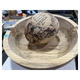 Hand turned bowl with spiderweb sides and a