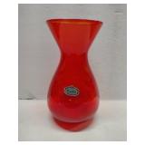 Rainbow hand blown orange vase 9  in