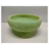 Fenton green satin bowl  8" wide