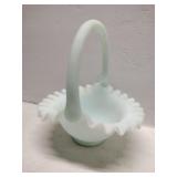 Fenton blue frosted basket