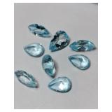 8 light blue simulated gems