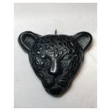 Obsidian crystal leopard head pendant
