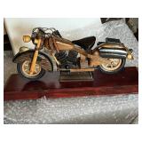 Wooden model of a vintage motorcycle ~12-13-in