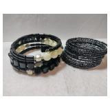 2 black and white stretchy beaded bracelets