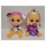 2 Cry Baby dolls Dalmatian & Unicorn 12in