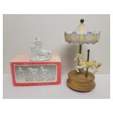 Carousel,  porcelain unicorns 3in