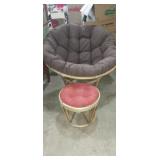 Round Wicker Papasan chair with 2x cushions and