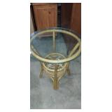 Wicker round glass top matching side tables (24in