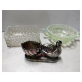 Hobnail dish , Vaseline Glass ,carnival Glass