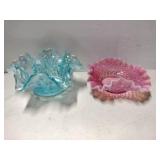 Westmoreland blue dish ,pink hobnail dish