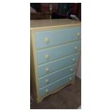 Painted upright 5 drawer dresser chest 30x16x42