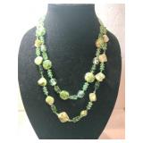 Vintage Green Glass beaded necklace clasp Marked