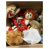 Vintage rag dolls and plush toys