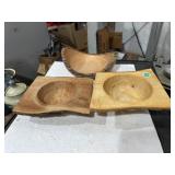 3 live edge handmade bowls