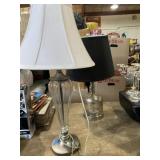 Two glass and metal table lamps one with USB port