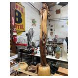 3 ft tall carved Native tree sculpture